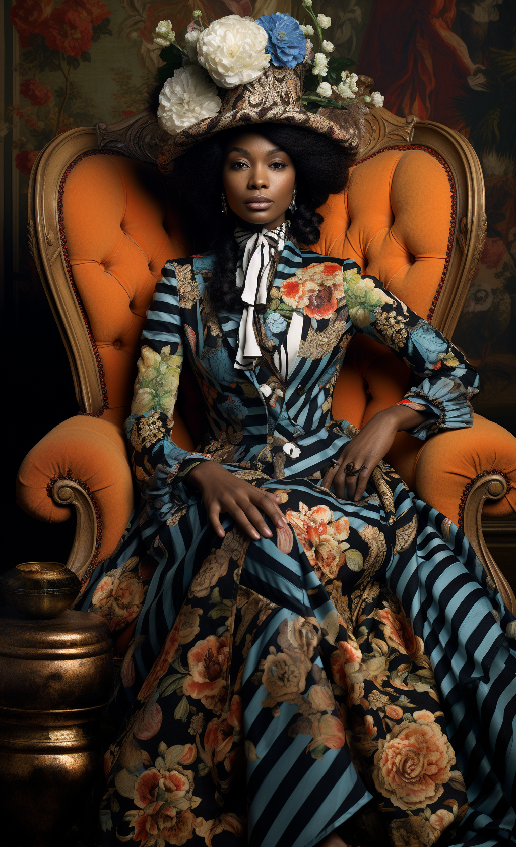 AI generated: Sitting in an armchair (Midjourney - Fashion)