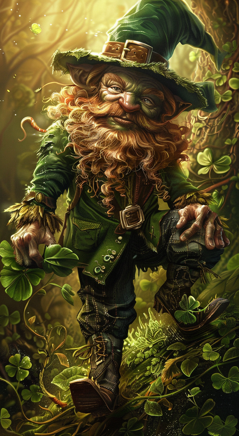 AI generated: Midjourney prompt: leprechaun, in the style of Irish mythology, Celti... (Midjourney - Character Design)