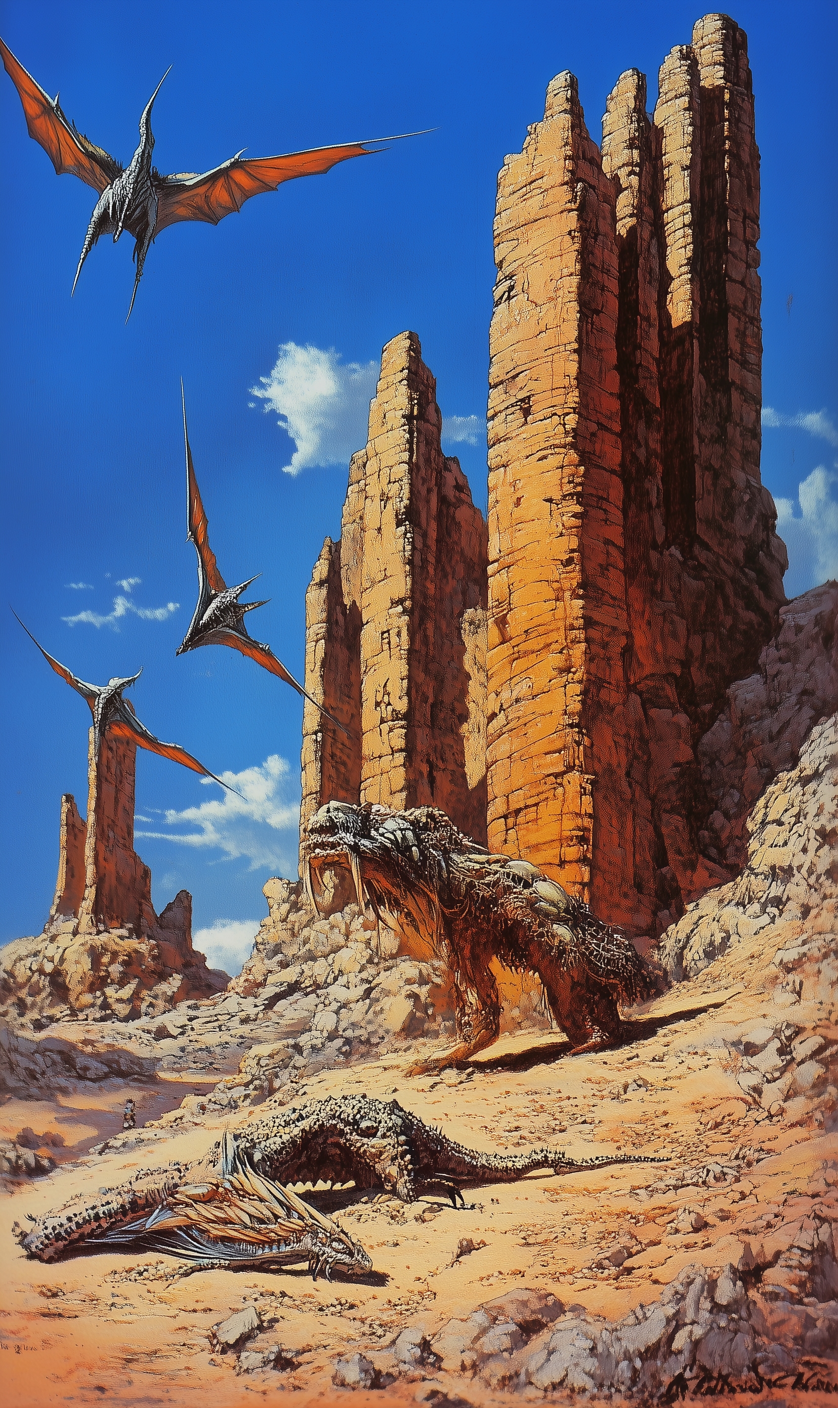 AI generated: Midjourney prompt: Pulp art illustration of strange animals and creat... (Midjourney - Concept Art)