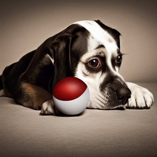 Stable Diffusion prompt: beautiful dog playing with a sma...