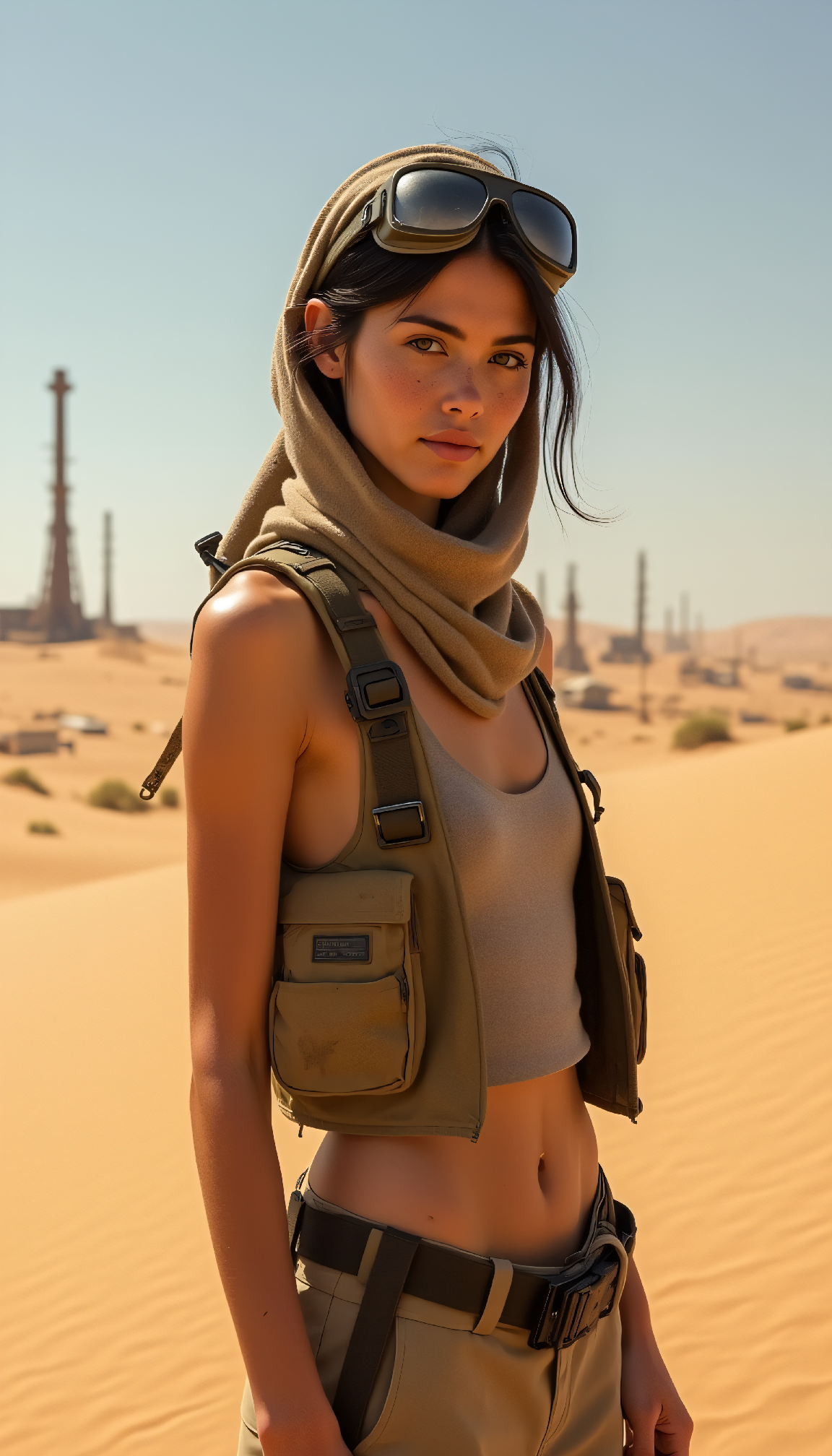 AI generated: FLUX prompt: Ultra-detailed half body portrait of a desert-hard... (FLUX - Photography)