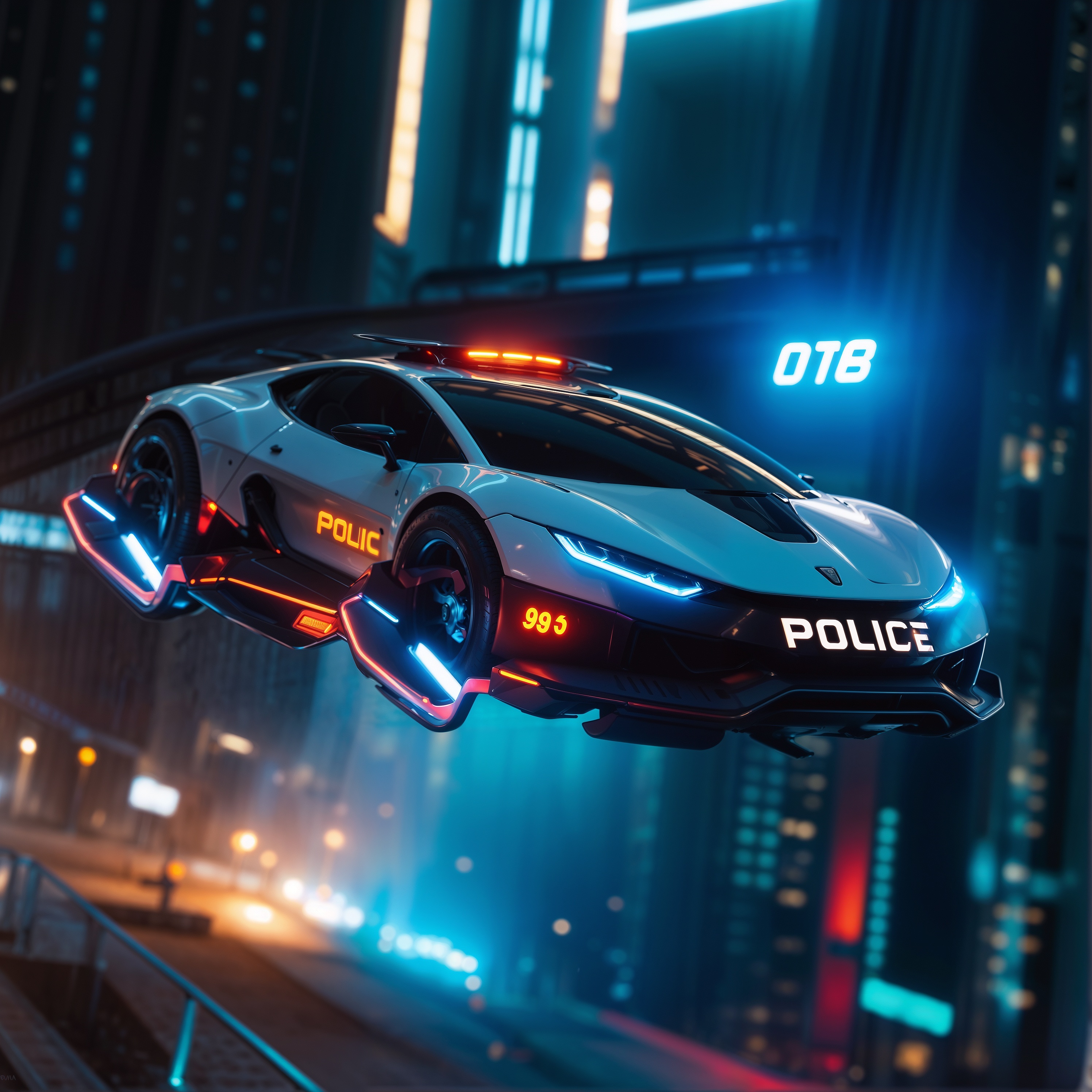 AI generated: Futuristic Police Sports Car (Stable Diffusion - Photography)