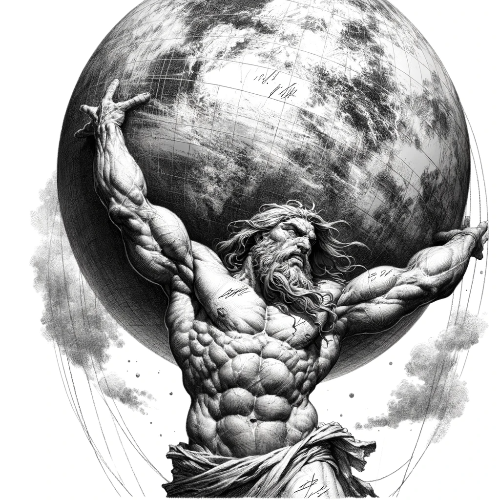 AI generated: ChatGPT Image prompt: Digitize the sketched image of Atlas from Greek my... (ChatGPT Image - Concept Art)