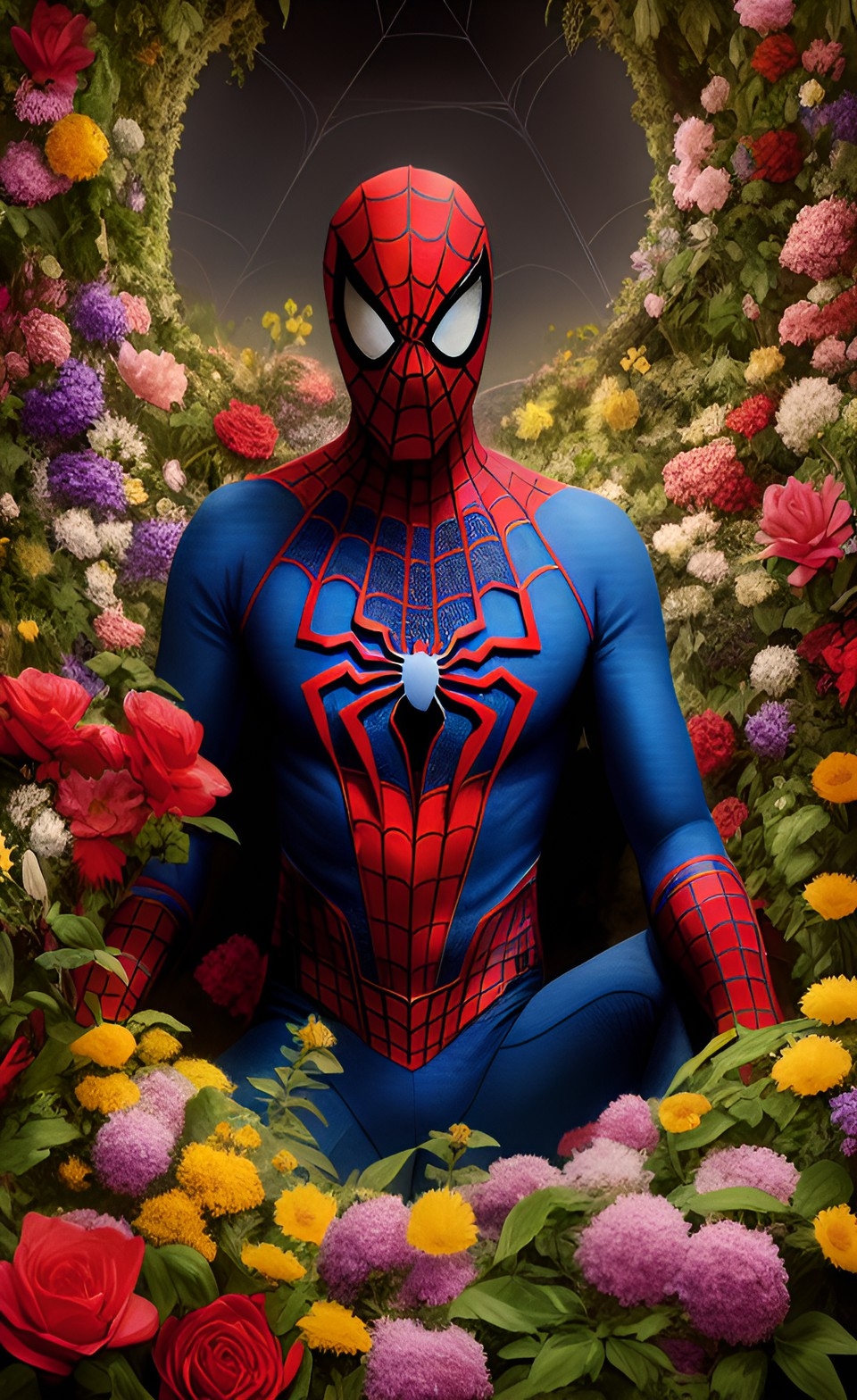 Midjourney prompt: portrait of spider man in the underwor...