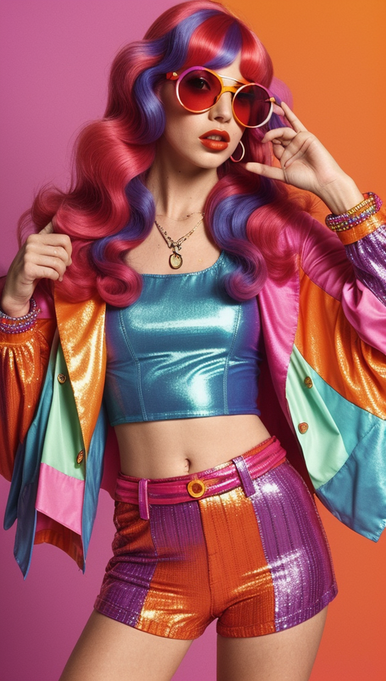 AI generated: Stable Diffusion prompt: Generate a vibrant and dynamic 70s fashion illustr... (Stable Diffusion - Fashion)