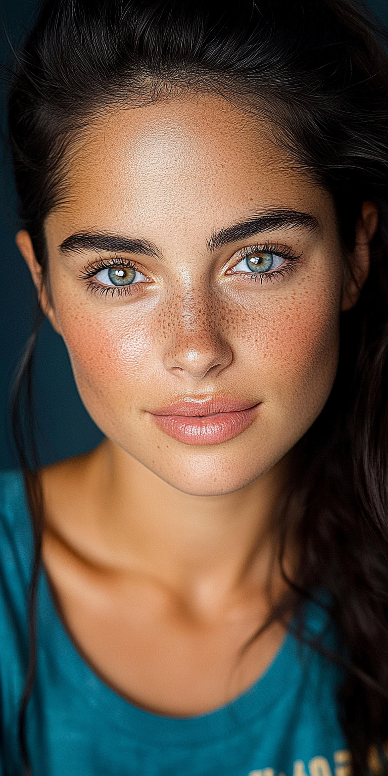Midjourney prompt: Headshot portrait of a young woman, looking straig... - Midjourney
