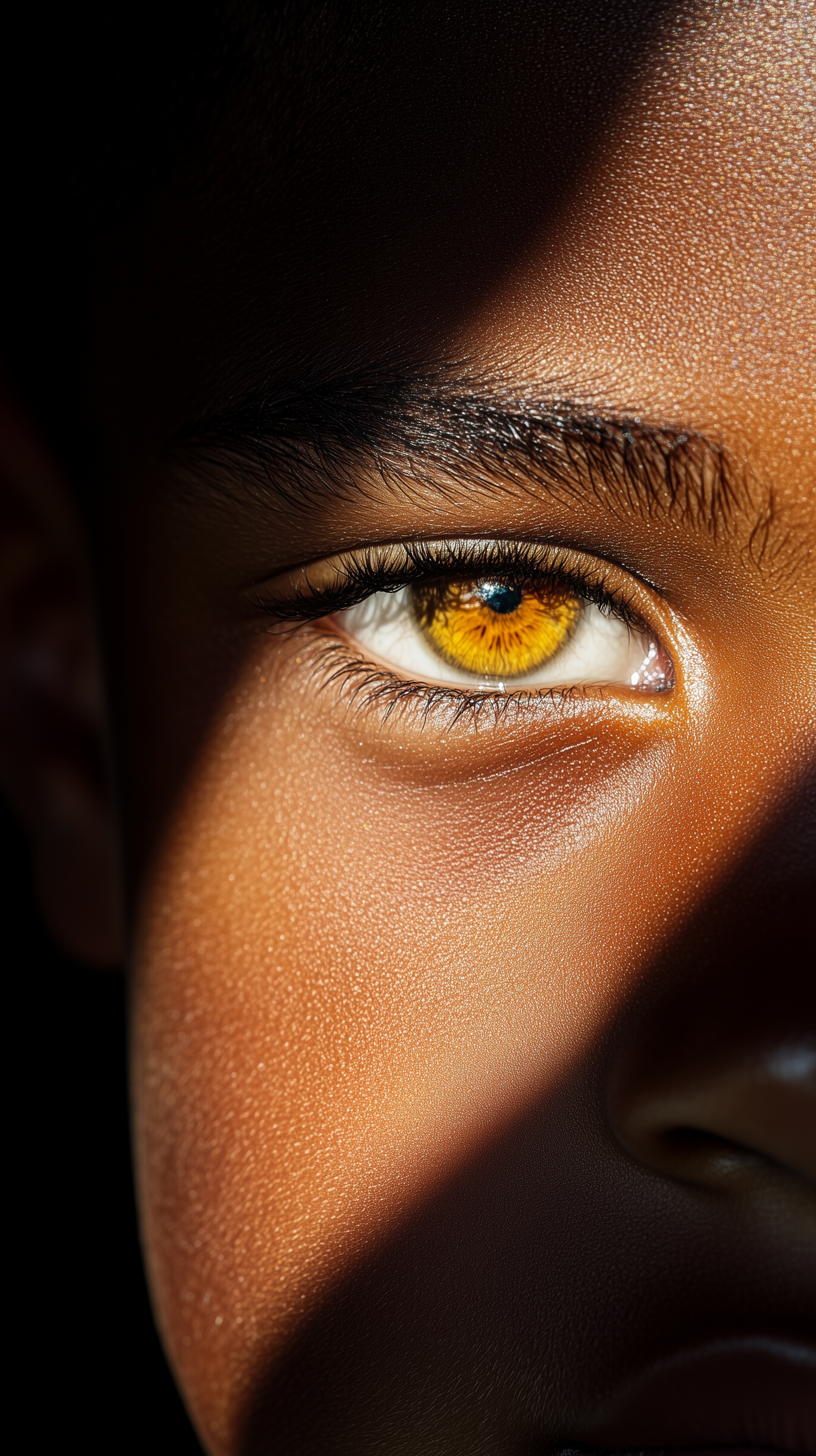 AI generated: Boy's brown eyes (Midjourney - Photography)