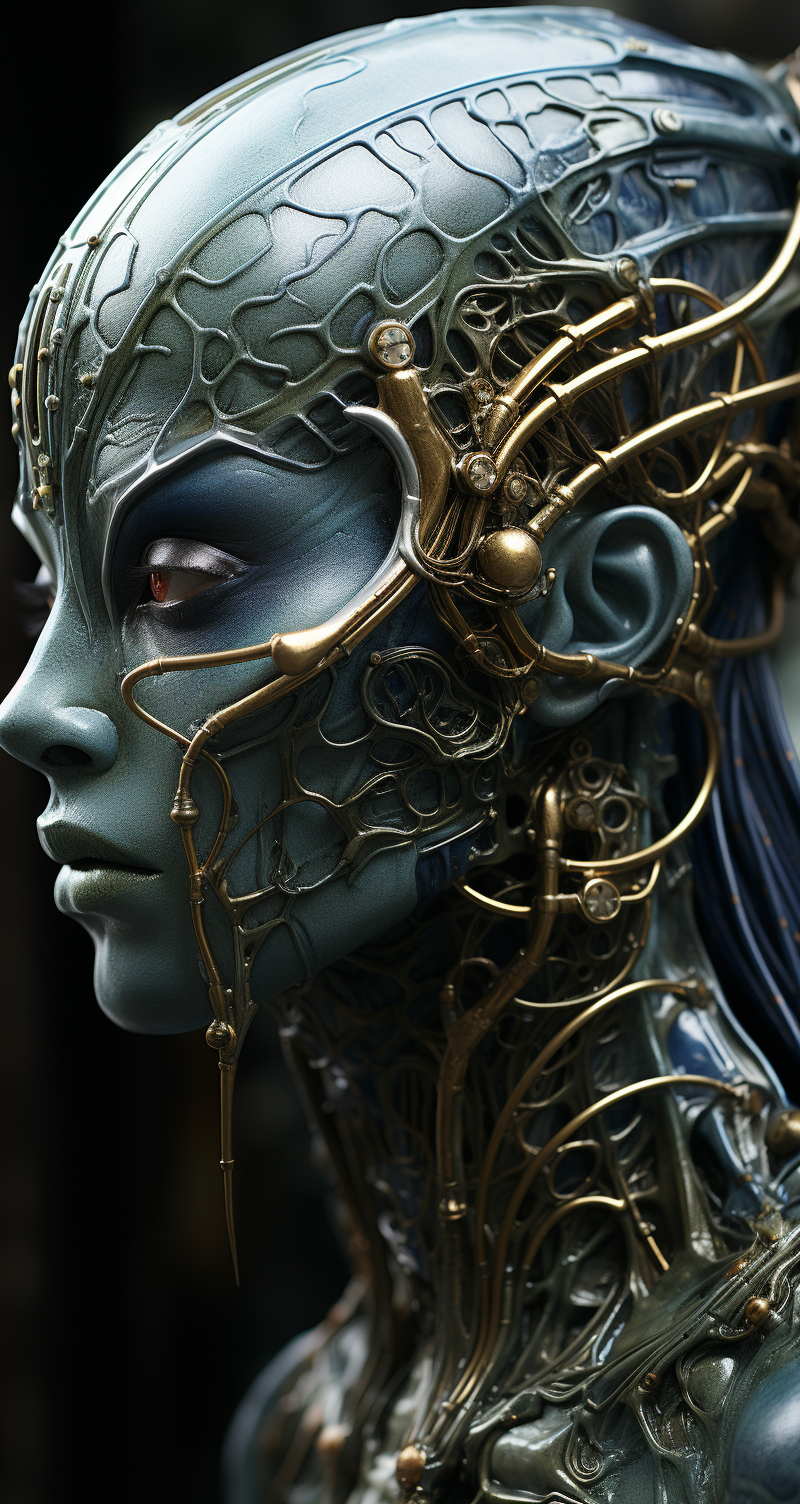 AI generated: Midjourney prompt: female alien, side view, entire body, realism, gri... (Midjourney - Portraits)