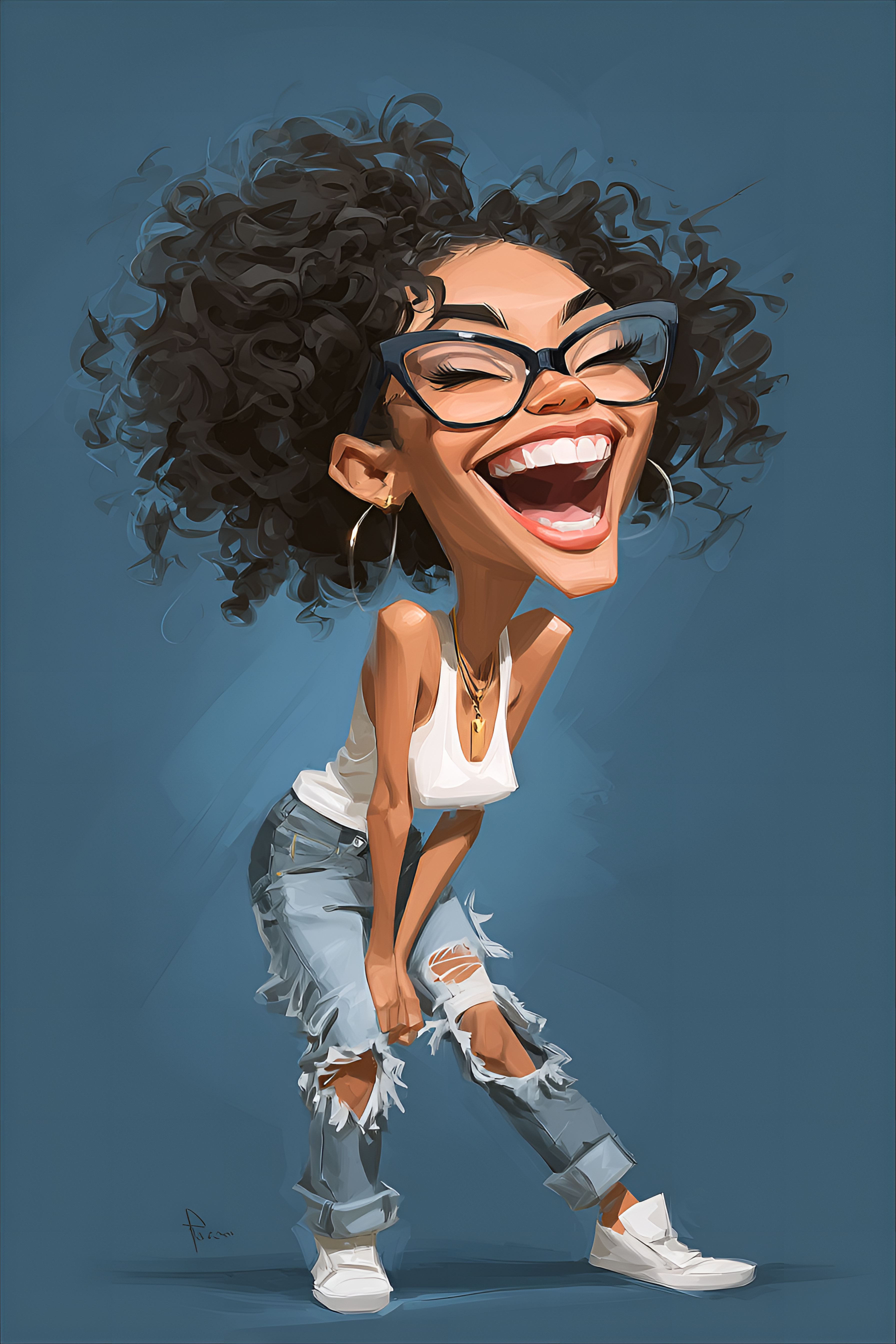 Midjourney prompt: funny caricature, hip-hop dancer caricature, young... - Midjourney
