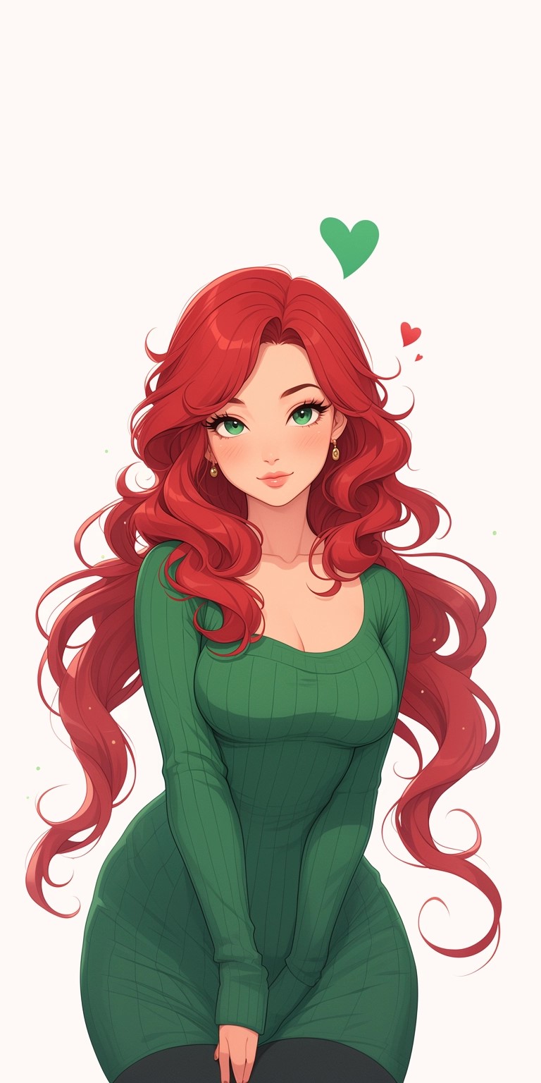 Midjourney prompt: a simple cartoon of a beautiful 18 year old woman ... - Midjourney