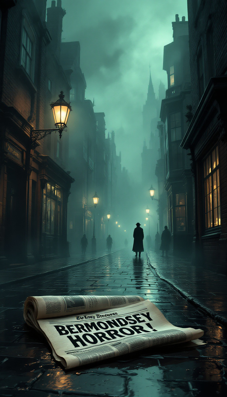AI generated: FLUX prompt: A foggy Victorian London street, gas lamps casting... (FLUX - Concept Art)
