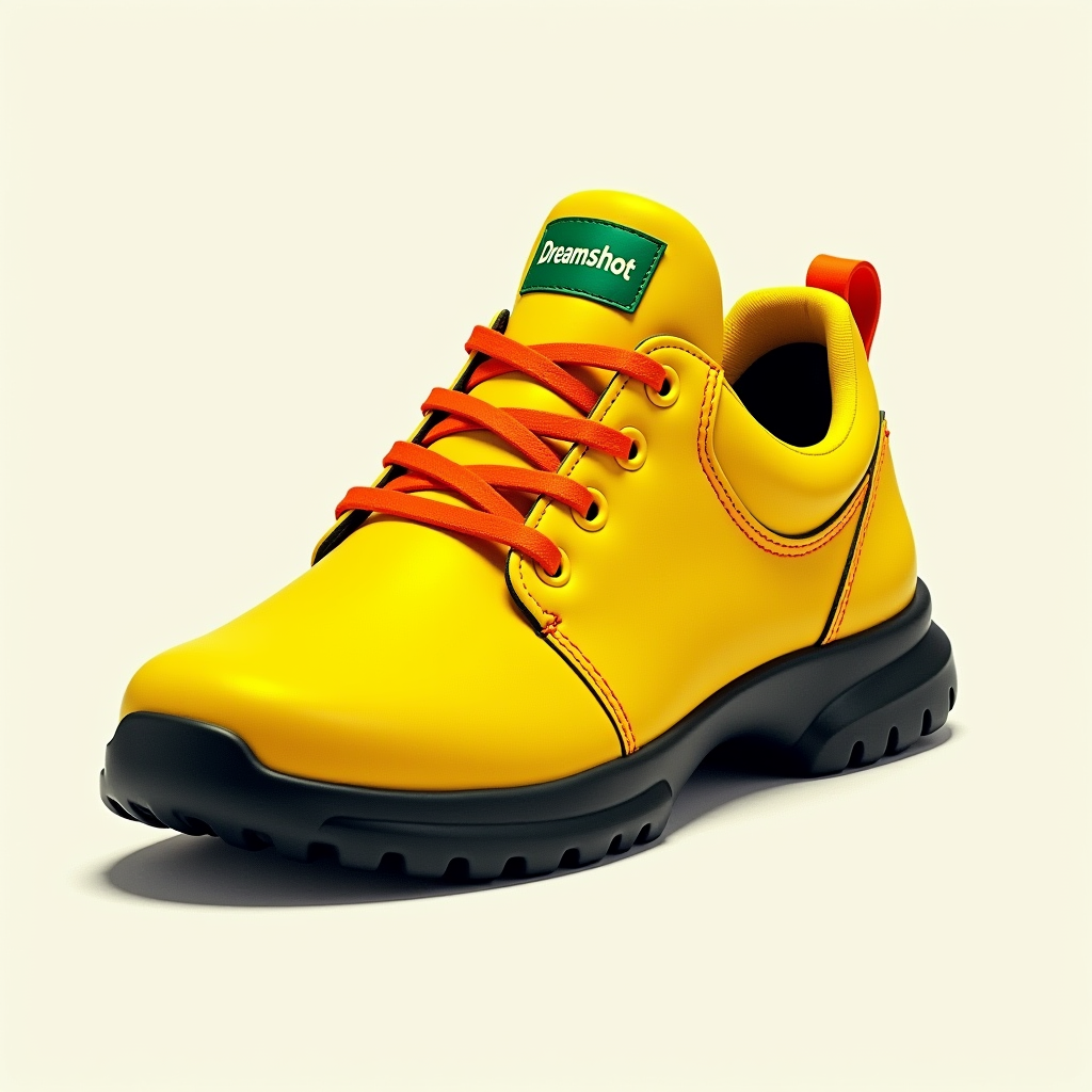 AI generated: FLUX prompt: a yellow sneaker with black sole and orange laces ... (FLUX - Fashion)