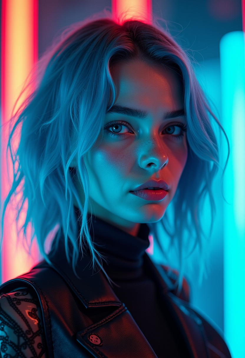 FLUX prompt: Best quality, Raw photo, face portrait, a young cy... - FLUX