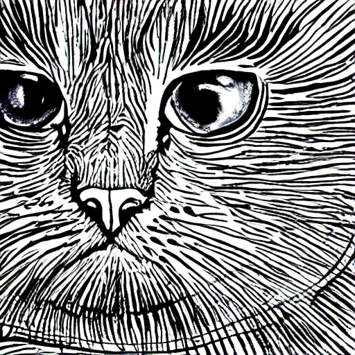 Stable Diffusion prompt: drawing of a cat, line art, smo...