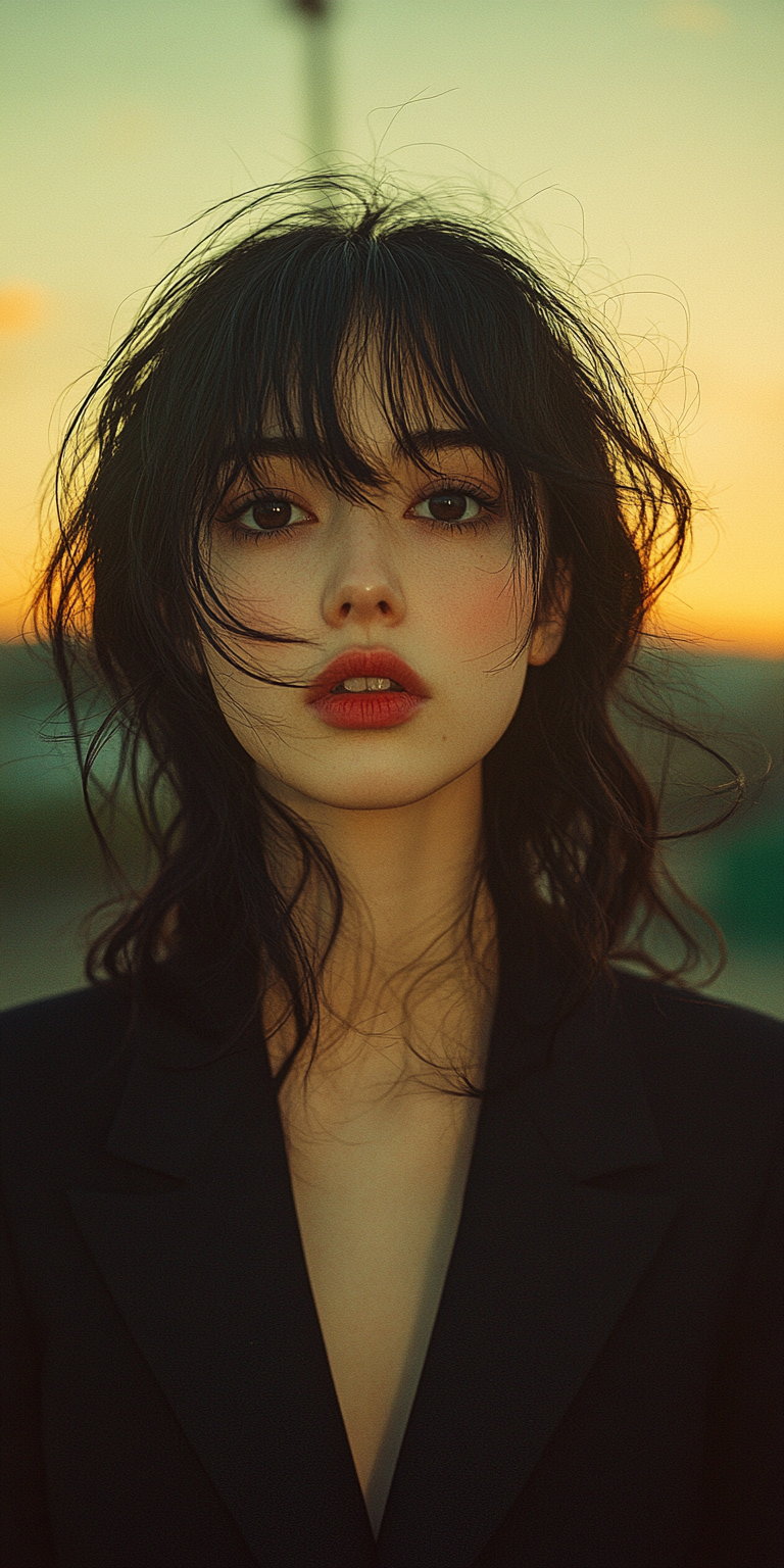Midjourney prompt: A photograph of an Asian woman against the backdro... - Midjourney