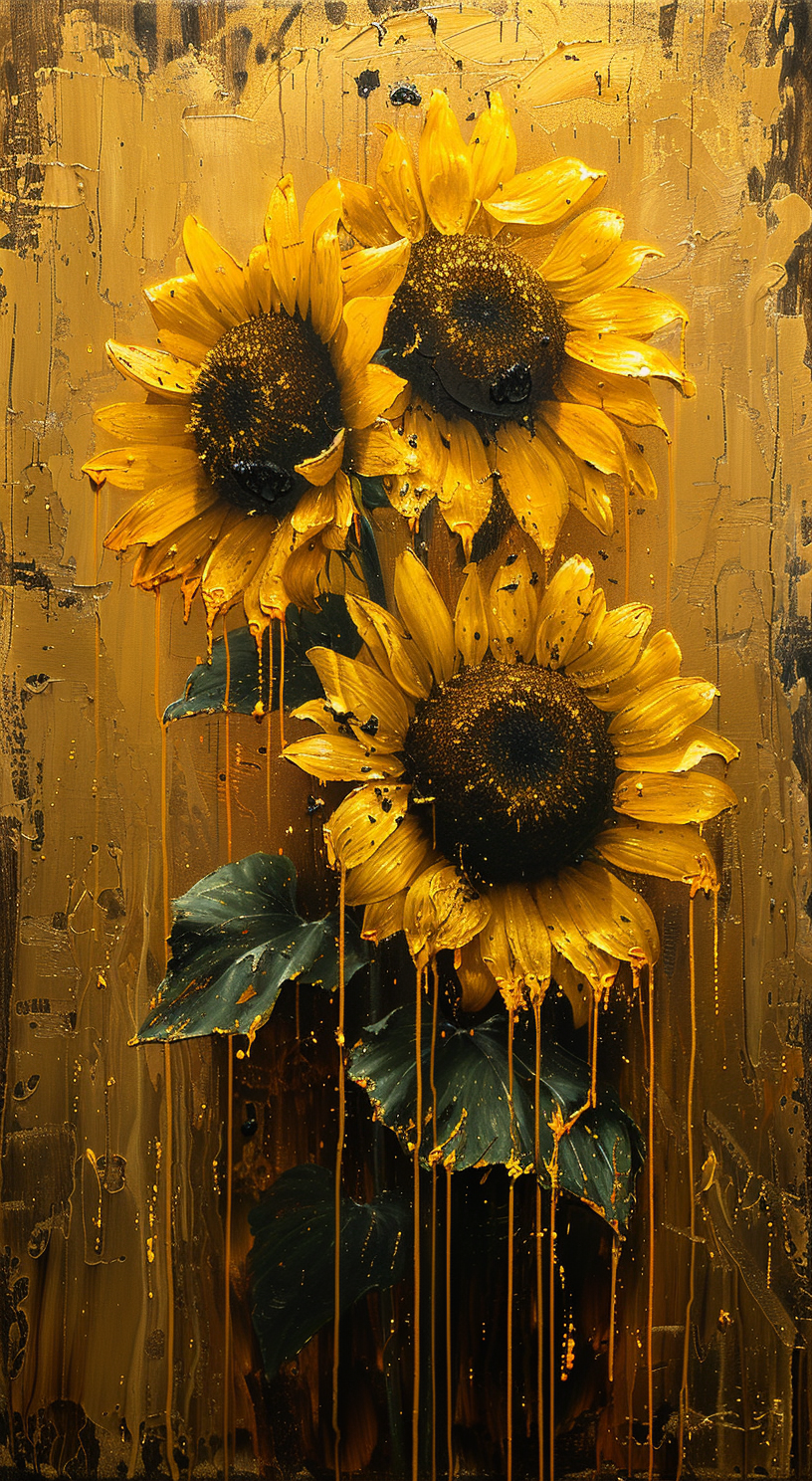 AI generated: Midjourney prompt: a surrealist painting with sunflowers with yellow ... (Midjourney - Concept Art)