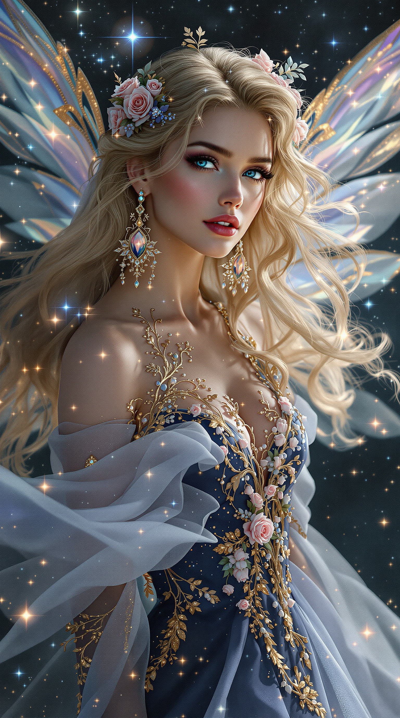 صورة مولدة بالذكاء الاصطناعي: FLUX prompt: A breathtaking celestial fairy woman with flowing ... (نموذج FLUX - صور شخصية)