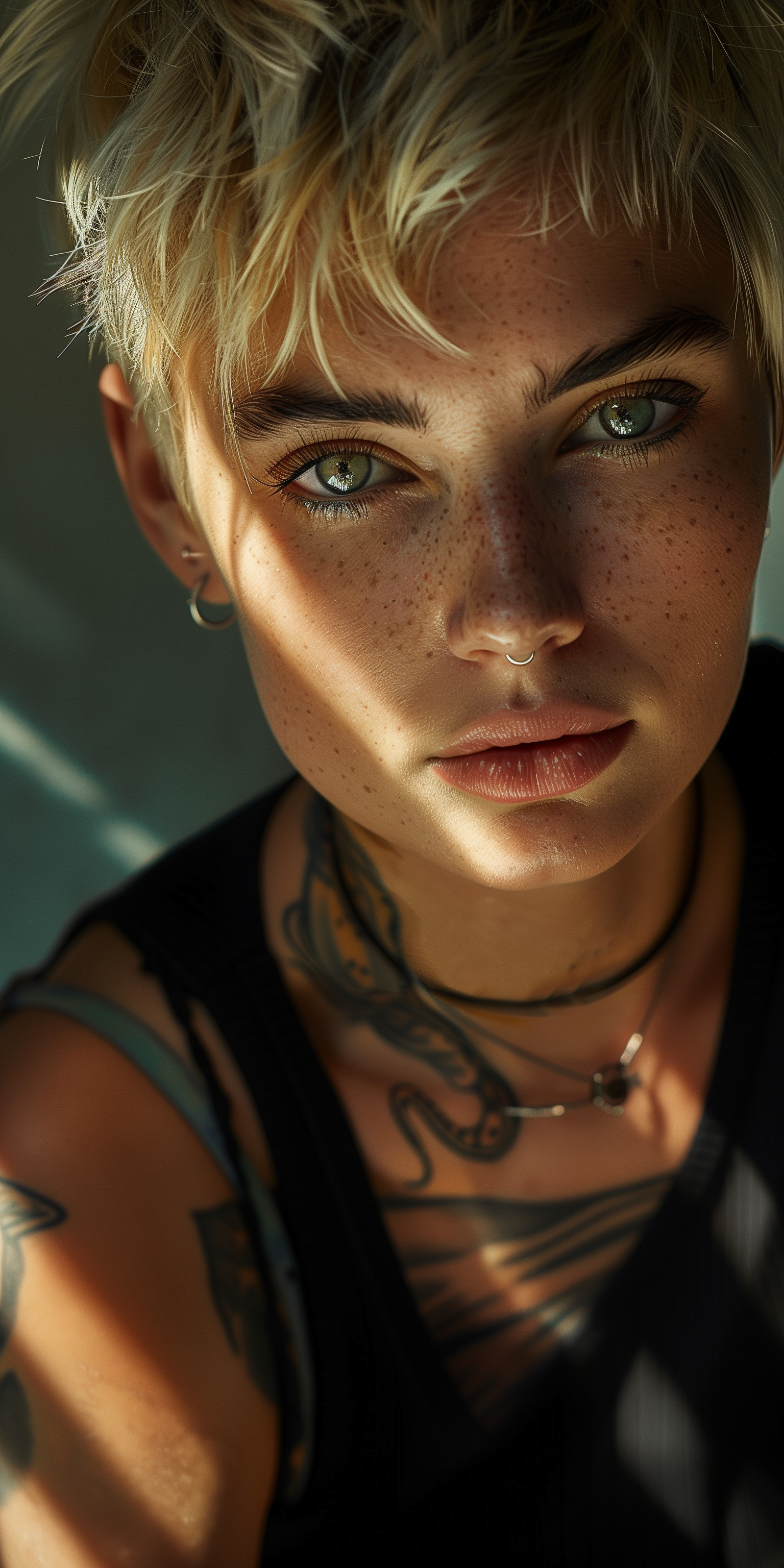 AI generated: Midjourney prompt: high-resolution photograph, short hair blonde woma... (Midjourney - Portraits)