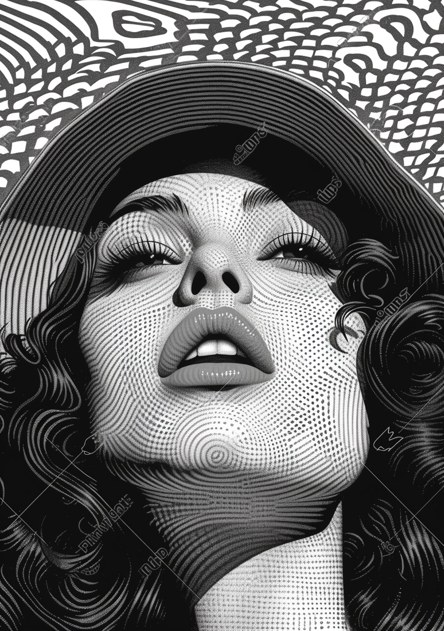 AI generated: Midjourney prompt: a black and white drawing of a woman, in the style... (Midjourney - Portraits)