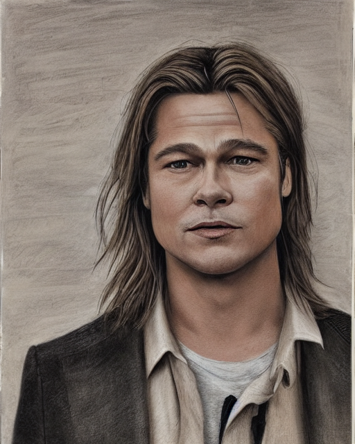 Stable Diffusion prompt: portrait of a mix of Brad Pitt a...