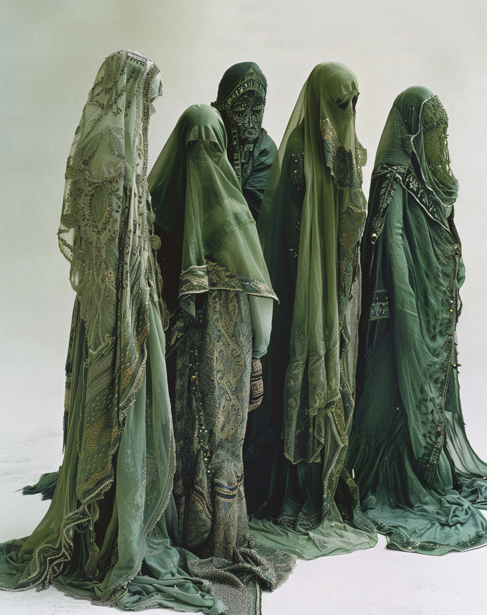 AI generated: Midjourney prompt: A fashion photography of a group wearing tradition... (Midjourney - Fashion)