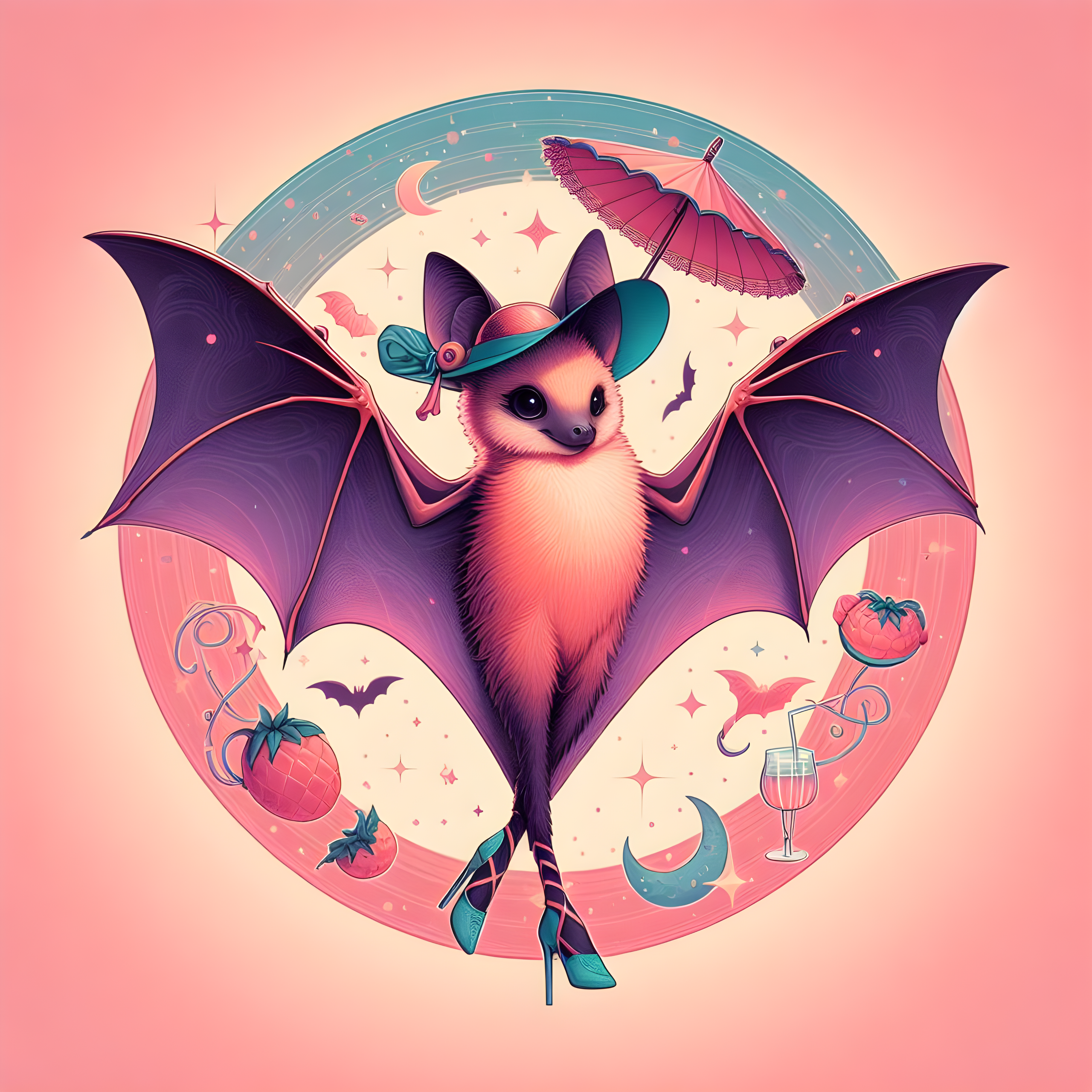AI generated: Fashionable Cute Bat (DALL·E - Concept Art)