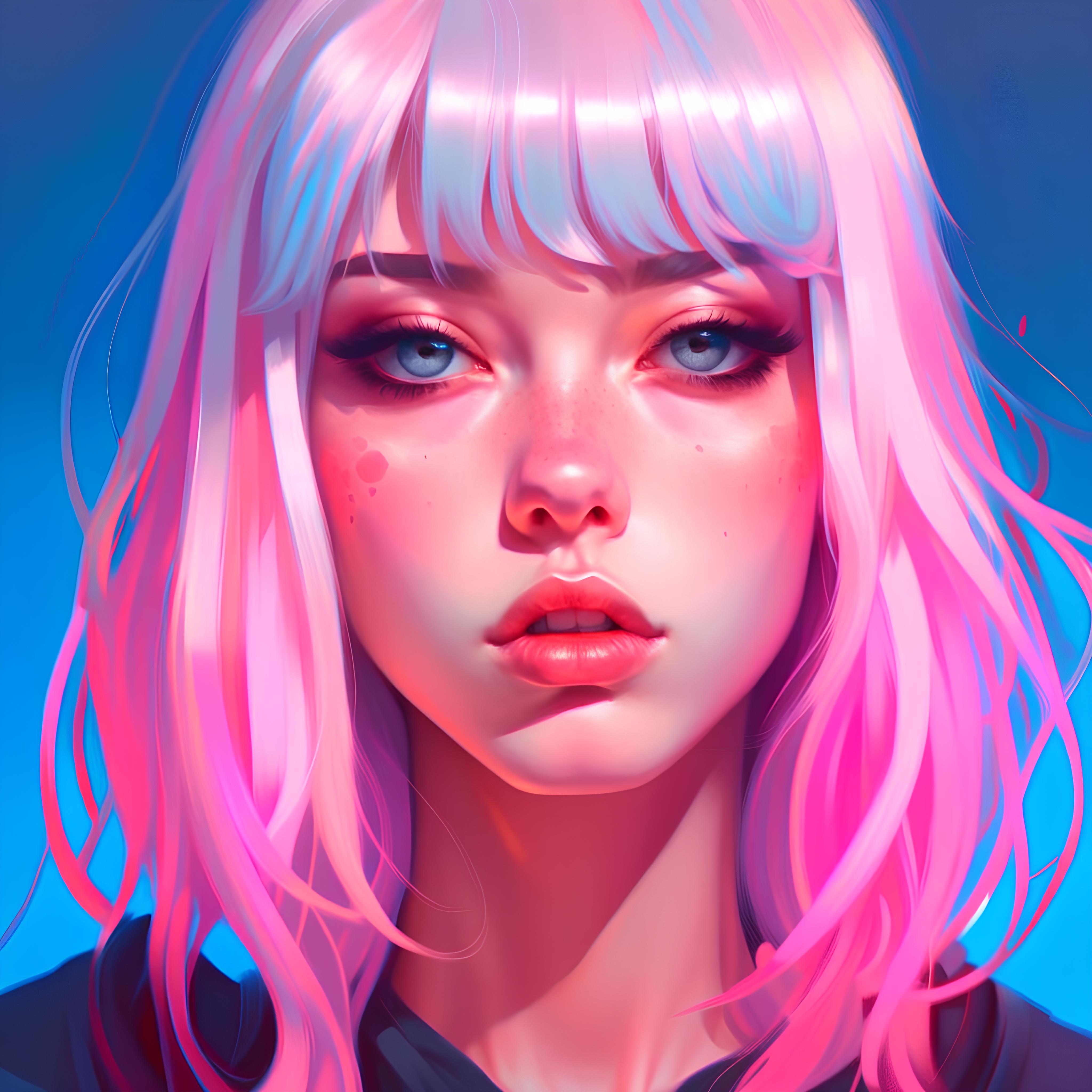 AI generated: Deliberate prompt: a drawing of a woman with white hair, a digital pa... (Deliberate - Portraits)