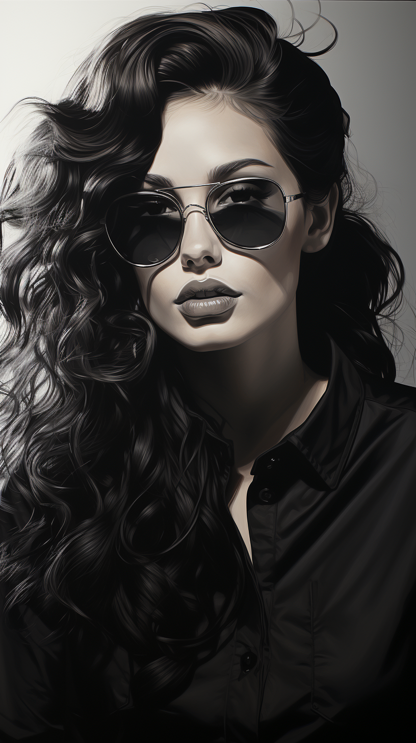 أمر ميديترني: رسم لامرأة بالأبيض والأسود، بأسلوب... - Midjourney