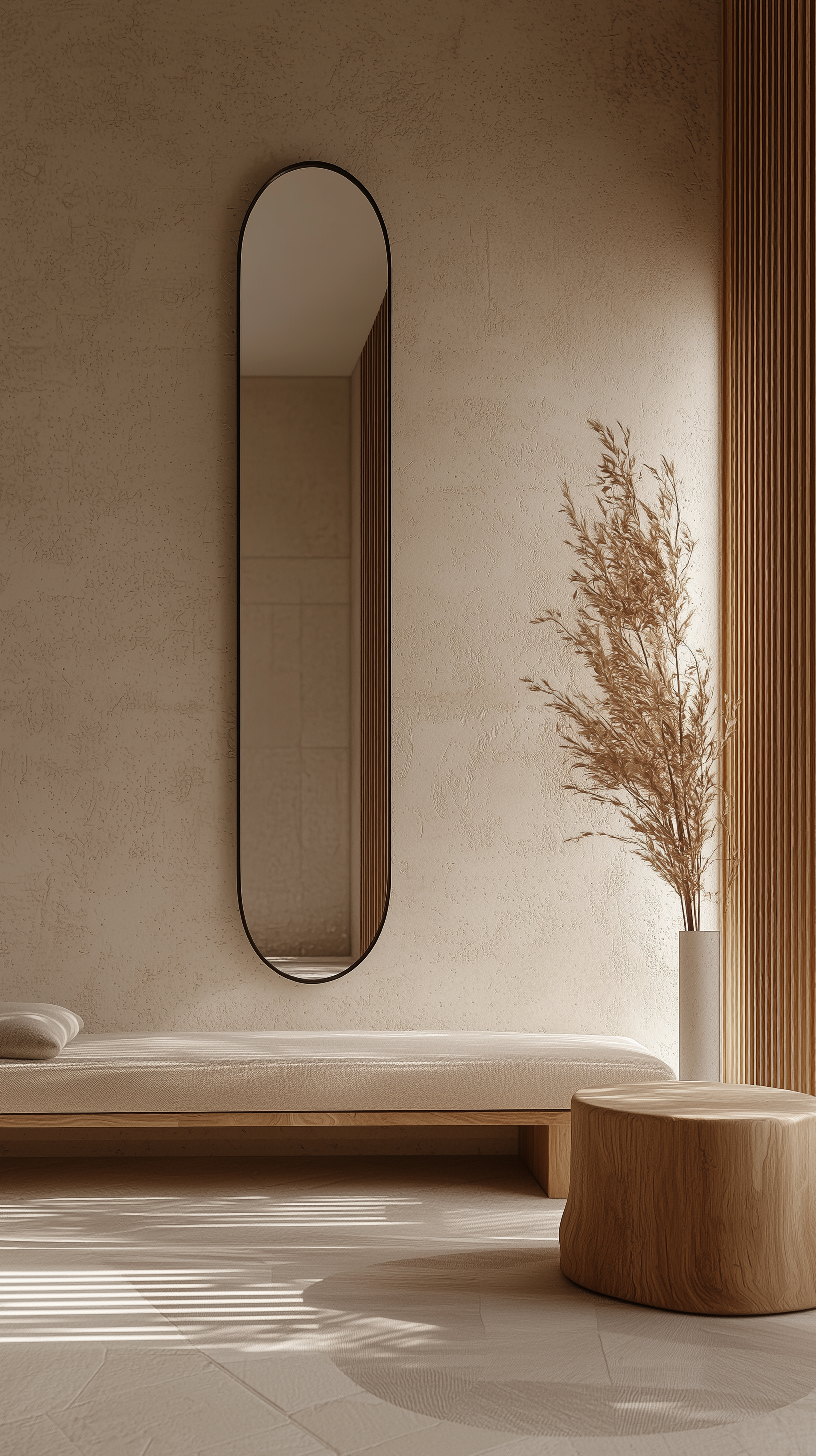 minimalist interior natural light wood linen