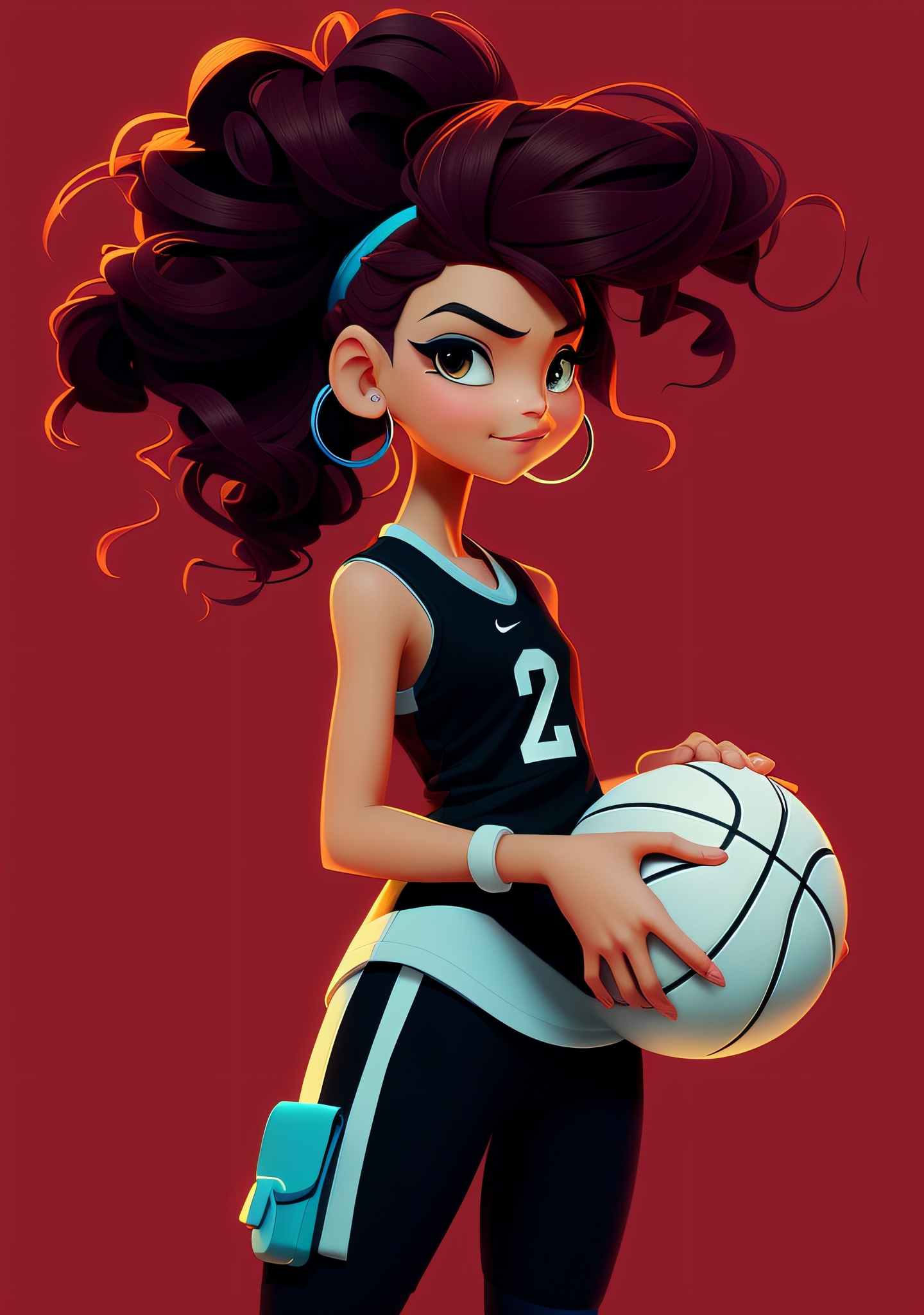 Deliberate prompt: a cartoon girl with a basketball ball in her hand,... - Deliberate