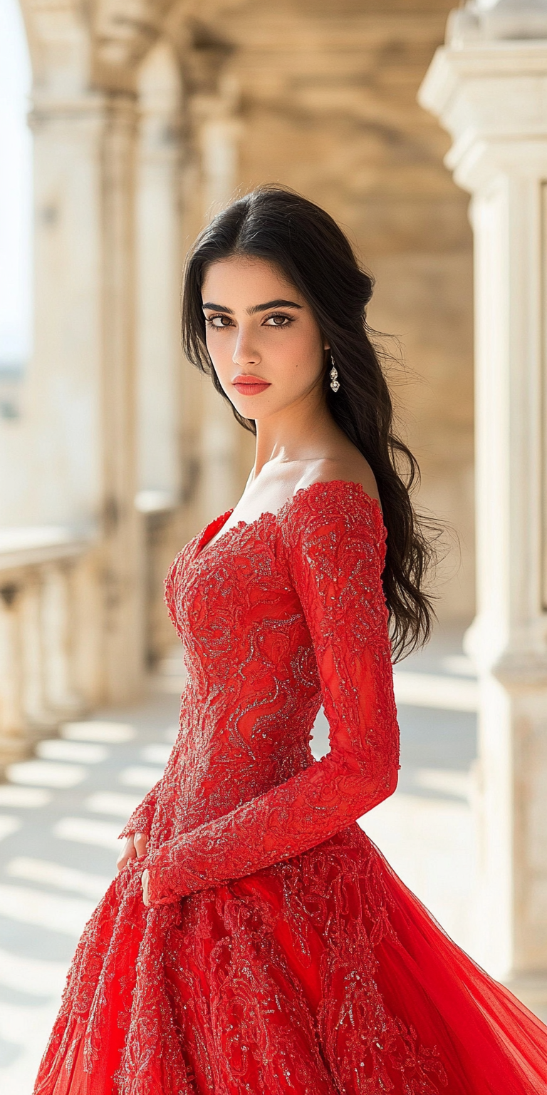 AI generated: Midjourney prompt: woman in a red dress --chaos 75 --ar 1:2 --profile... (Midjourney - Portraits)