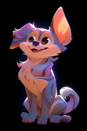 صورة مولدة بالذكاء الاصطناعي: Midjourney prompt: Scribble of chibi dog with vibrant design, neon co... (نموذج Midjourney - أنمي)