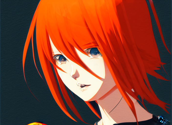 Stable Diffusion prompt: anime girl with orange hair in t...