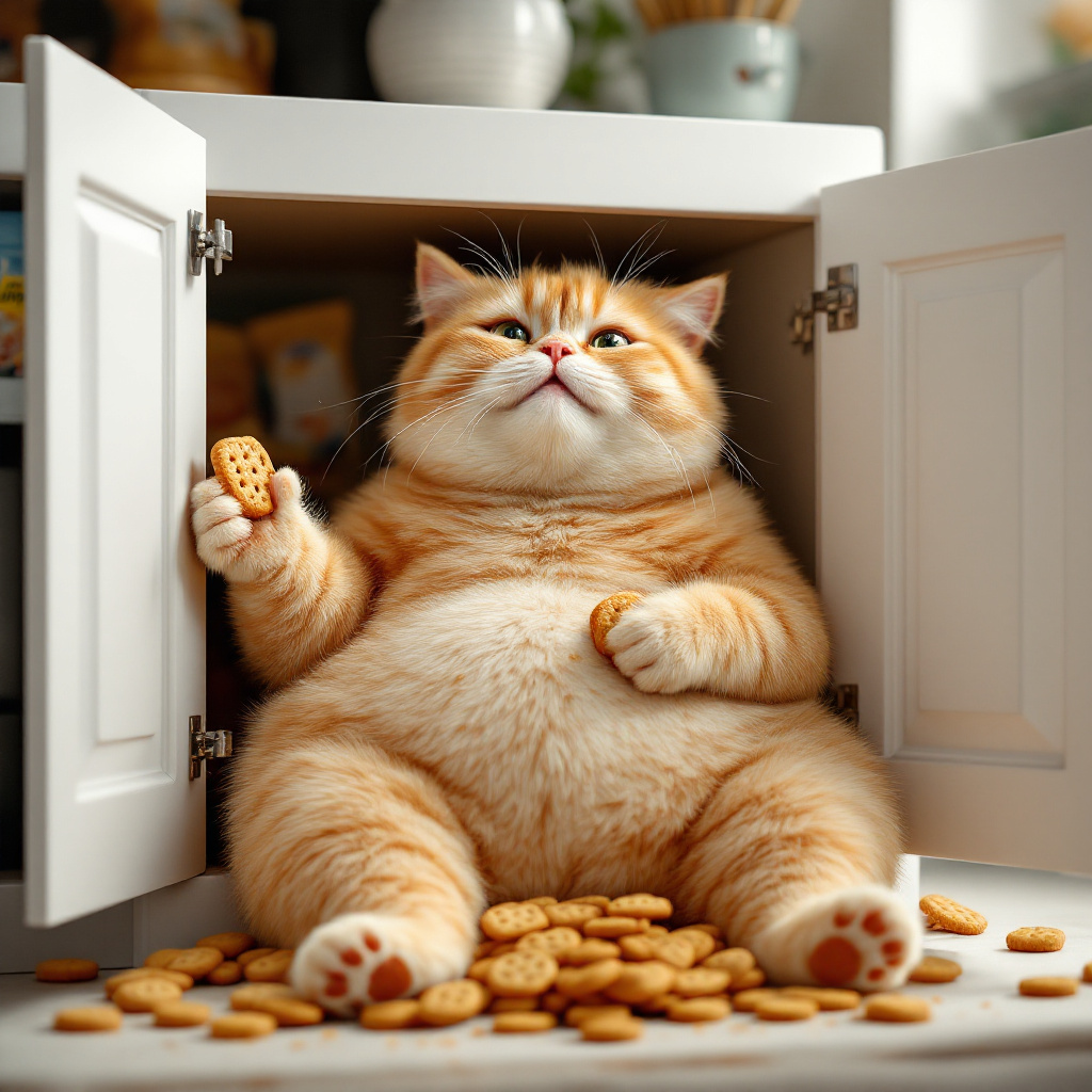 AI generated: FLUX prompt: An anthropomorphic fat short-haired orange cat sit... (FLUX - Interior Design)