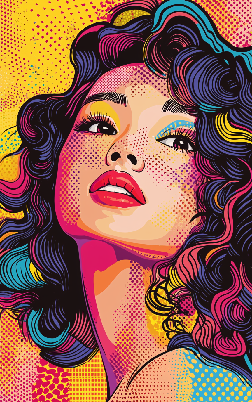 Midjourney prompt: A vibrant portrait of a woman with curly hair, in ... - Midjourney