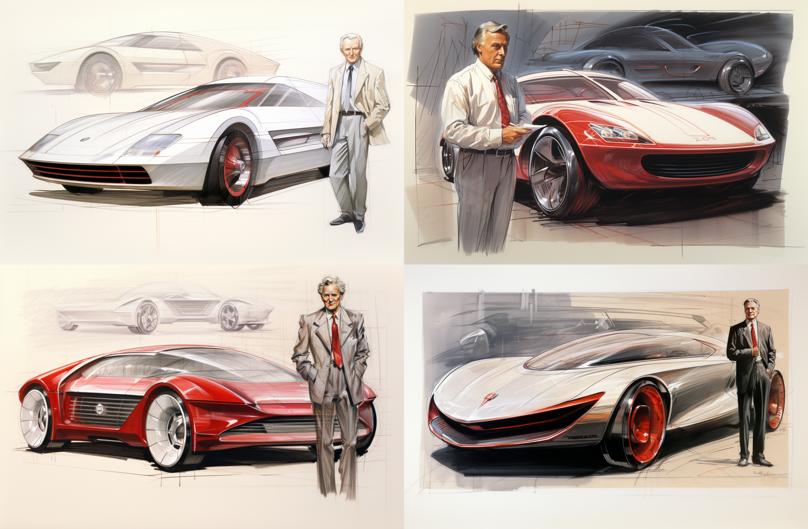 صورة مولدة بالذكاء الاصطناعي: Midjourney prompt: A pencil sketch of the concept car "XR", with whit... (نموذج Midjourney - فن مفاهيمي)