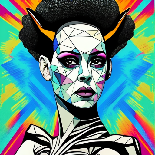 Openjourney prompt: geometric abstract portrait of Bride of Frankenste... - Openjourney