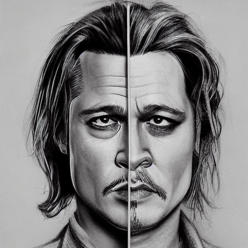 Stable Diffusion prompt: portrait of a mix of Brad Pitt a...