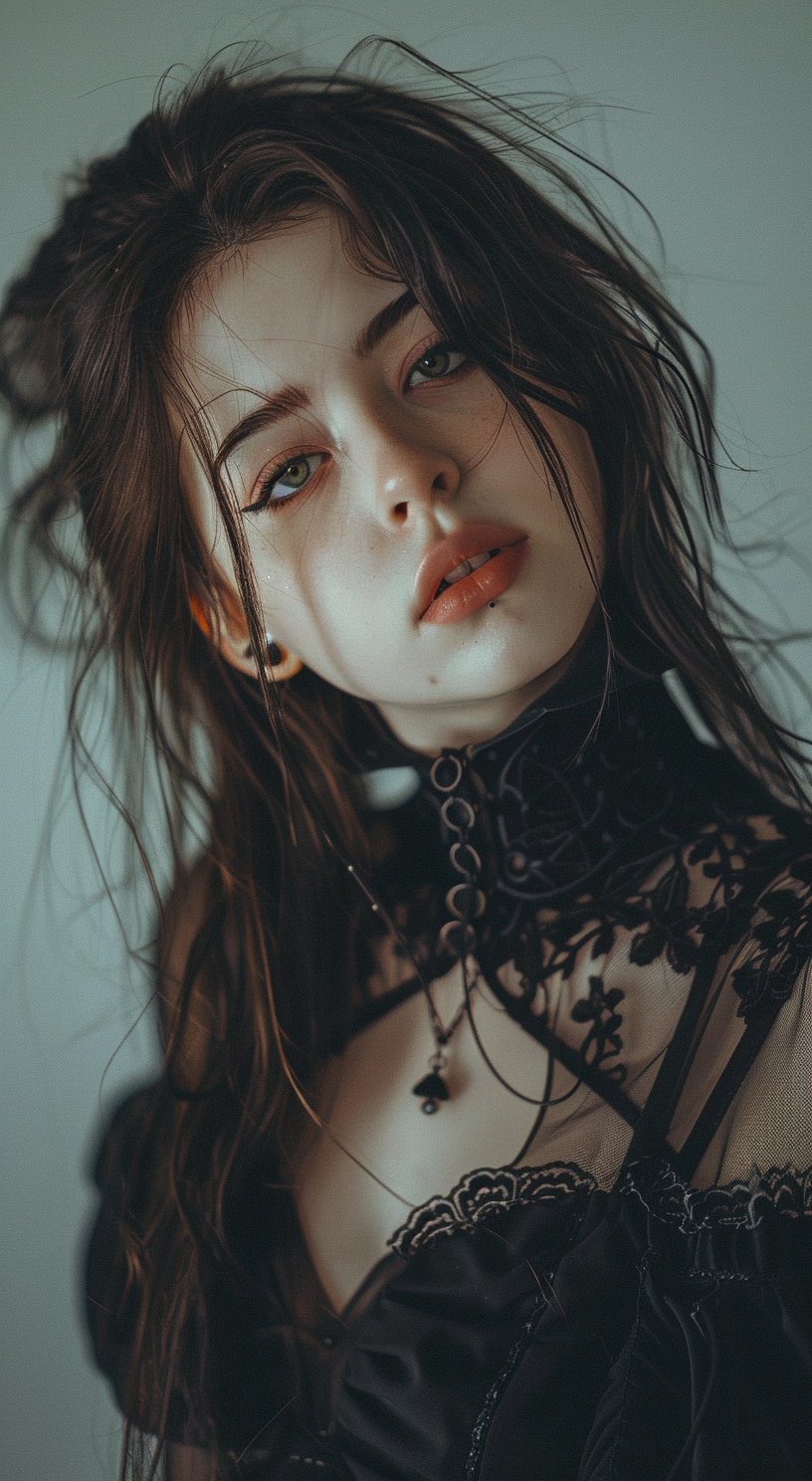 AI generated: Midjourney prompt: Gothic girl, cute, in the style of Gothic fashion,... (Midjourney - Photography)