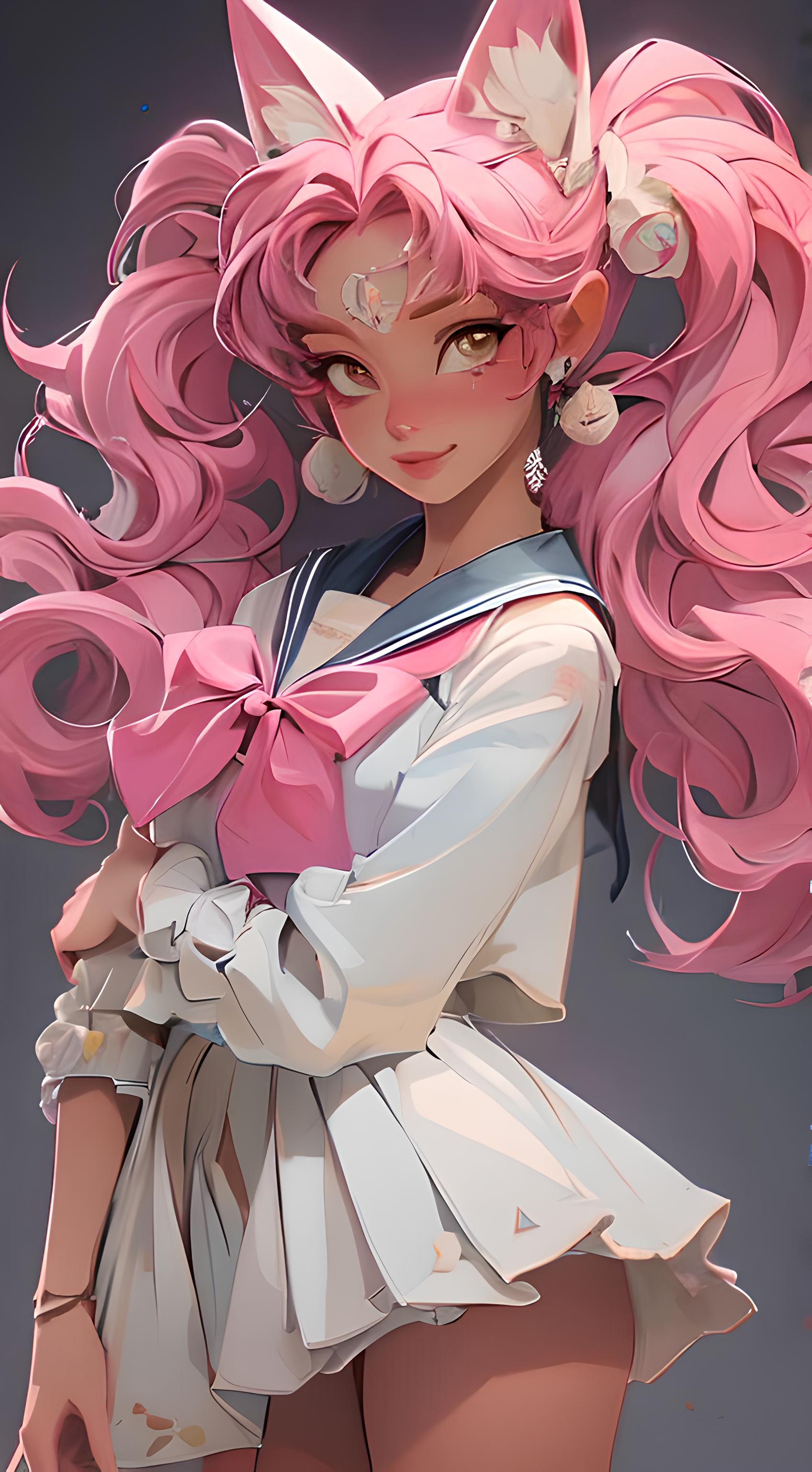 DreamShaper prompt: a close up of a person with pink hair, an anime dr... - DreamShaper