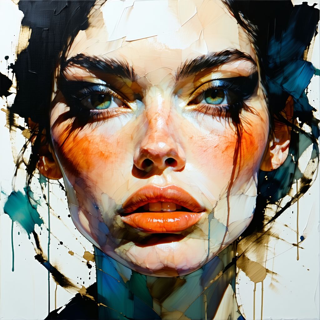 Stable Diffusion prompt: oil painting of a fashion model,...