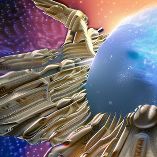 Stable Diffusion prompt: eagle flying in space, wide ang...