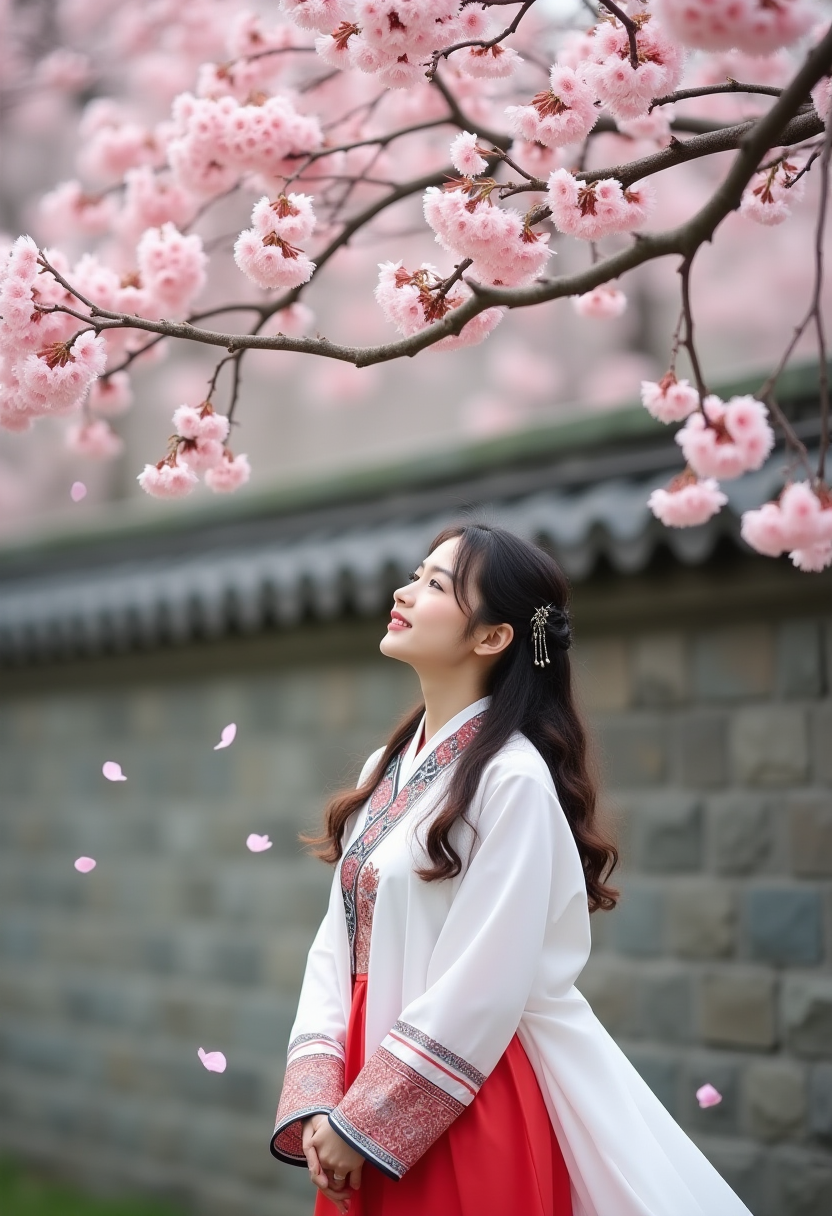 AI generated: FLUX prompt: A woman in a traditional Chinese Hanfu dress, whit... (FLUX - Photography)