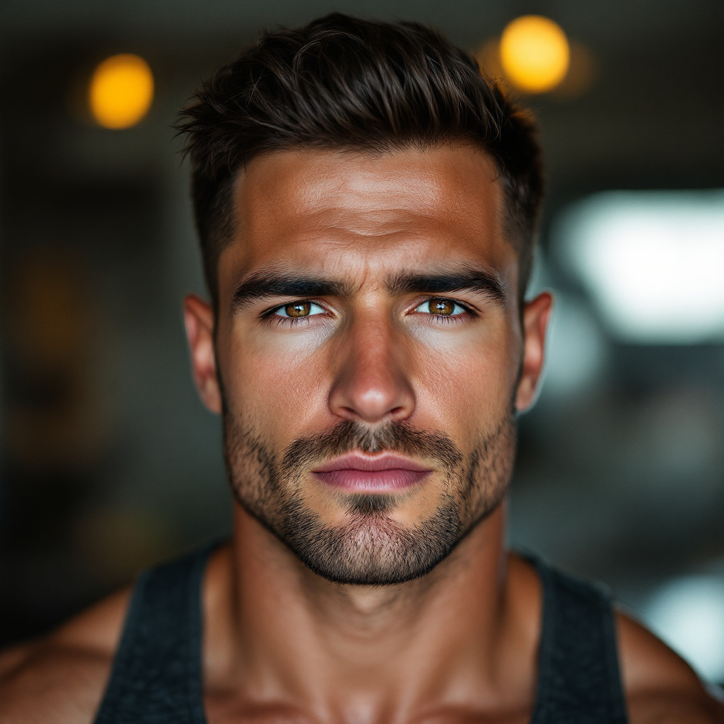 FLUX prompt: A male in his 20's,muscular, face is very masculin... - FLUX