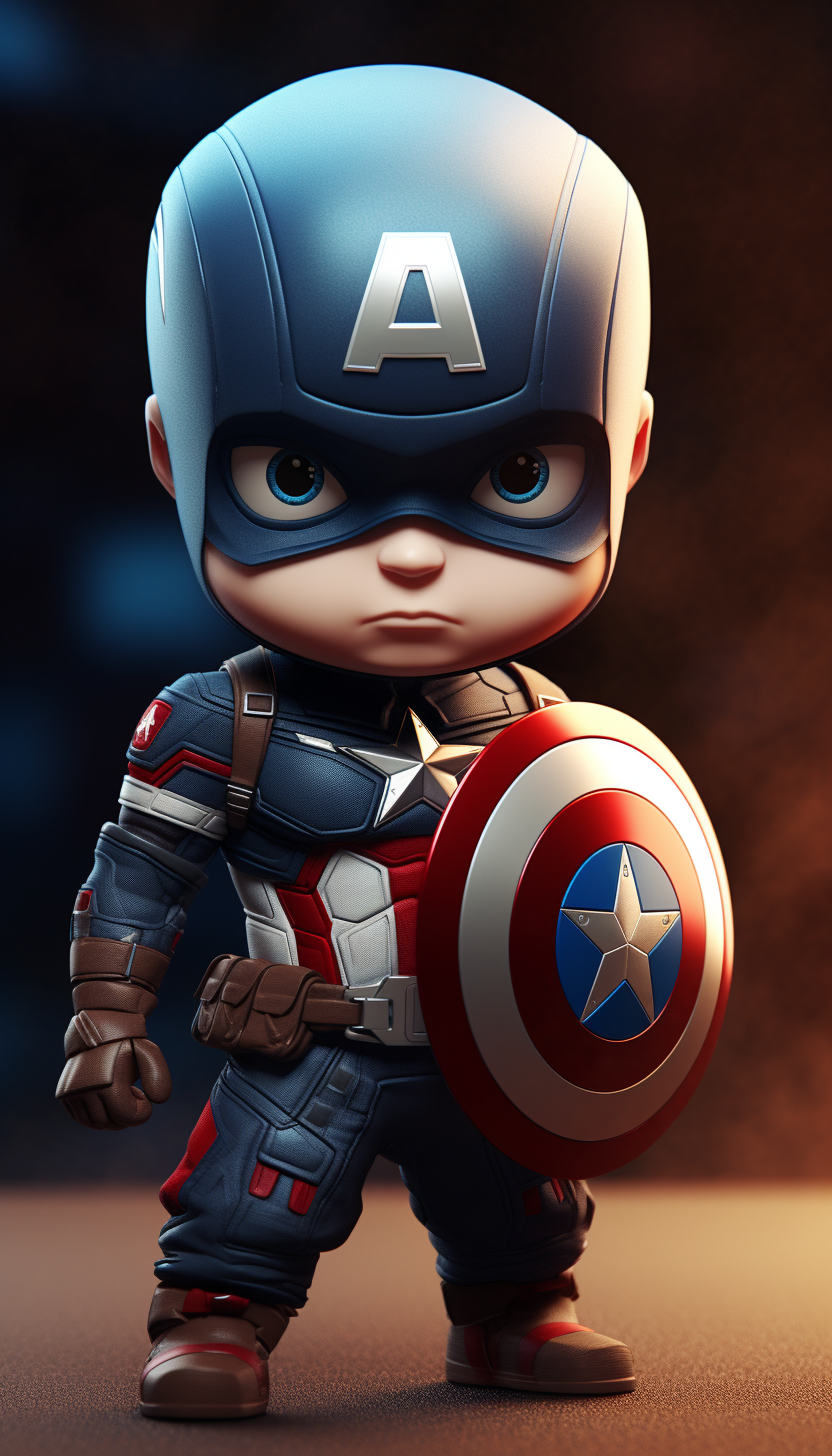 AI generated: Captain America baby (Midjourney - Character Design)