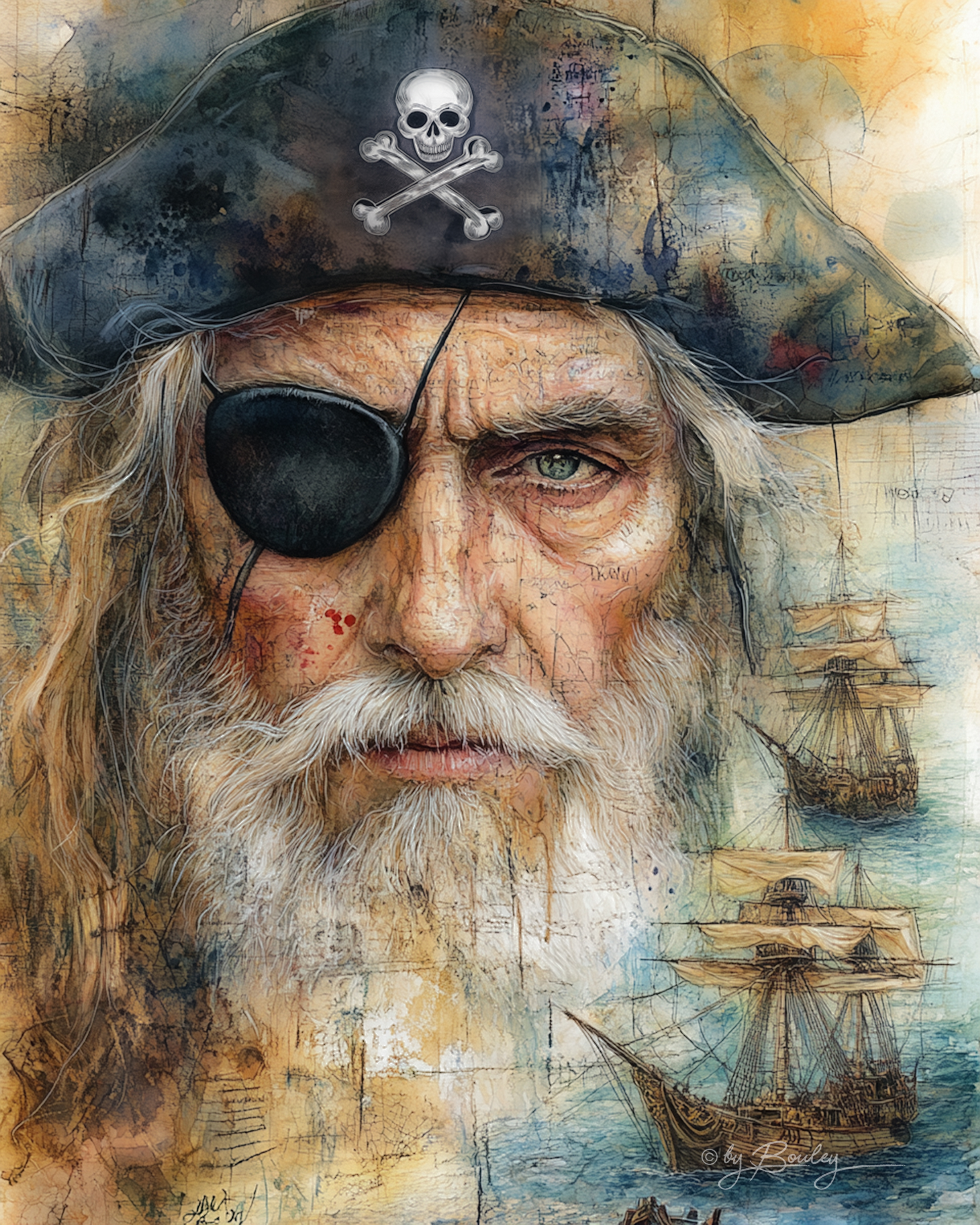 صورة مولدة بالذكاء الاصطناعي: Portrait of a Pirate (نموذج Midjourney - صور شخصية)