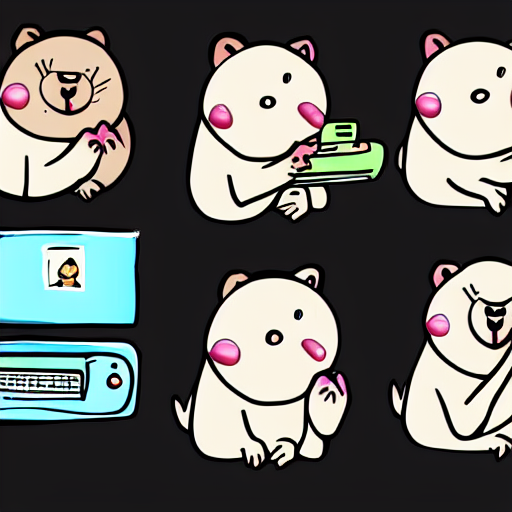 Stable Diffusion prompt: illustration guinea pigs using c...