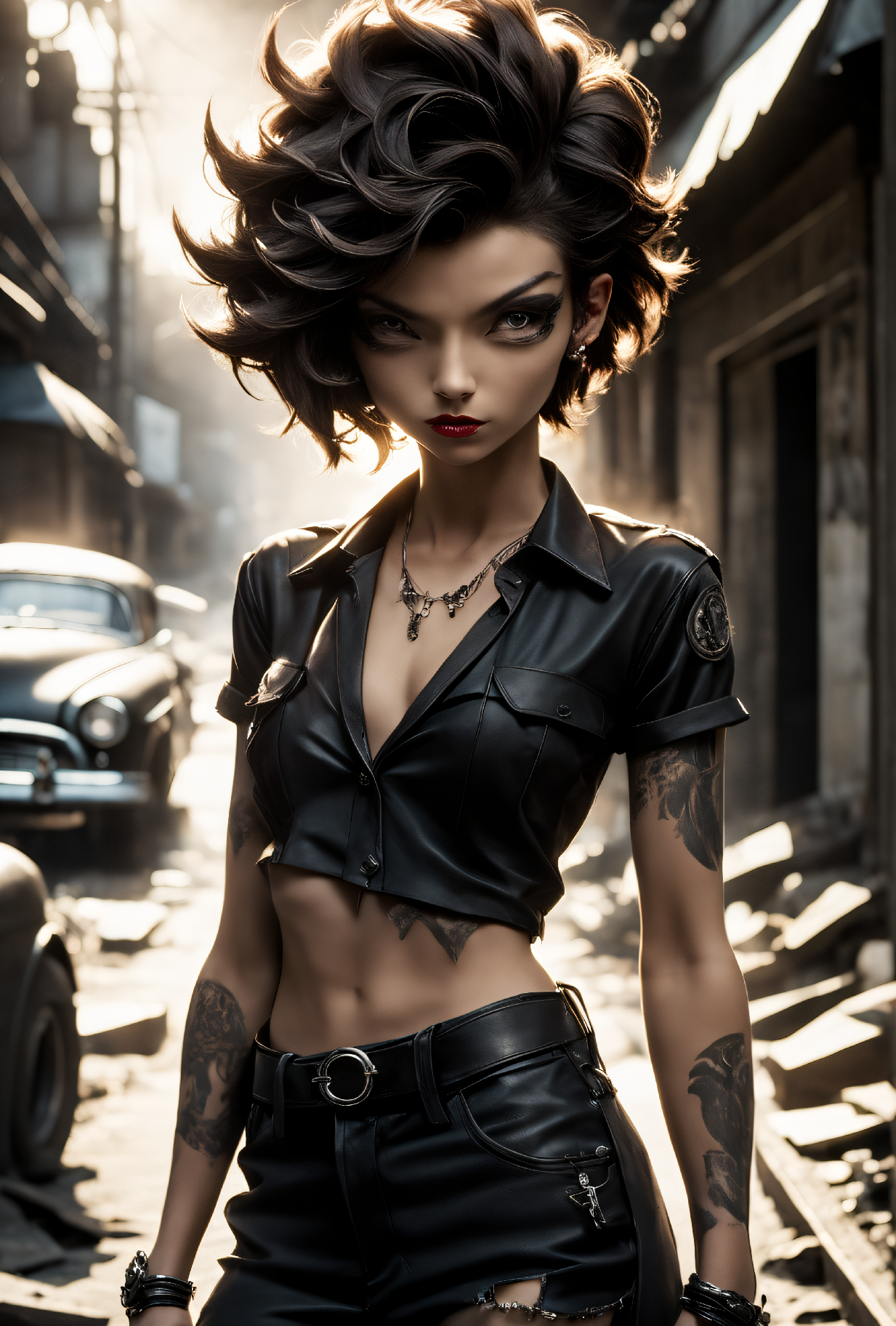Stable Diffusion prompt: film noir style A photo of a reb...