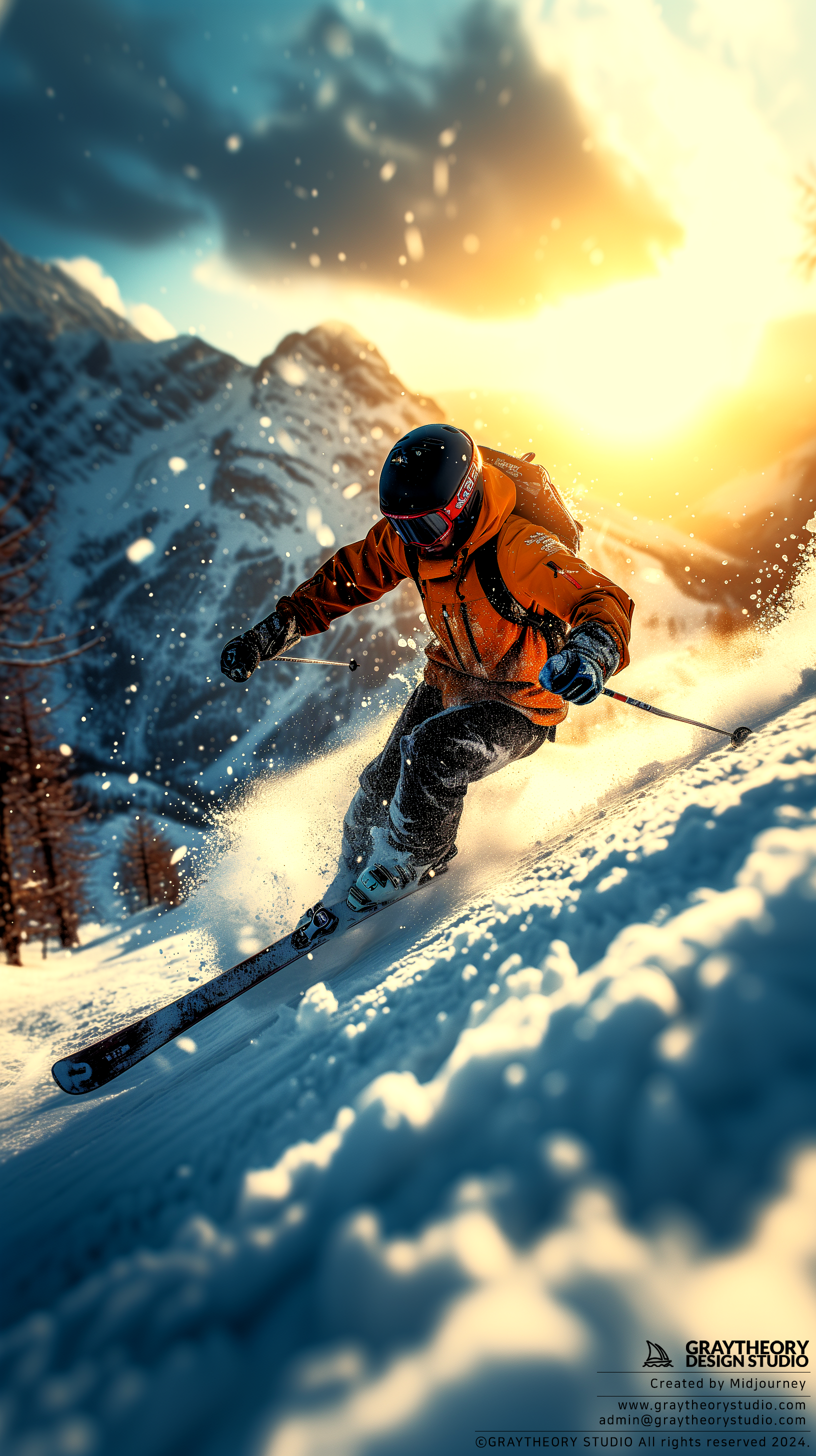 AI generated: Midjourney prompt: dynamic shooting, in apls, freestyle skier, amazin... (Midjourney - Photography)