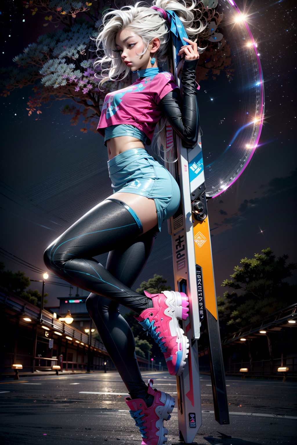AI generated: schoolmax 2.5d prompt: blacklight, (beautiful young Korean woman, with wh... (schoolmax 2.5d - Character Design)